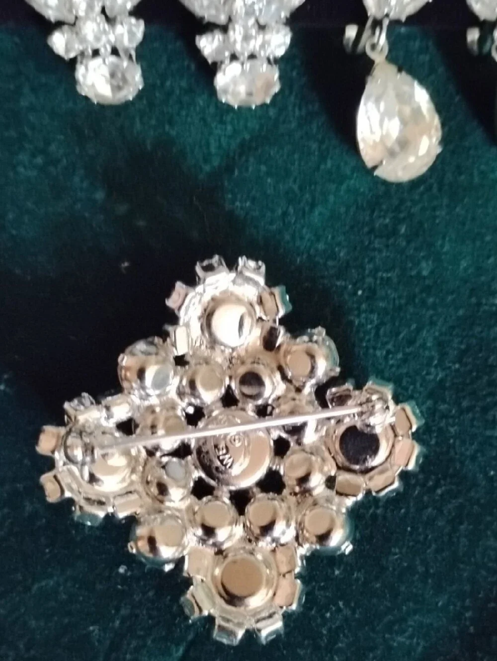 Vintage Crystal Brooch With Earrings